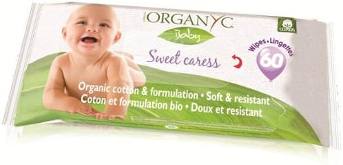 New - Organyc Baby Wipes - 100 Percent Organic Cotton - Sweet Caress - 60 Count