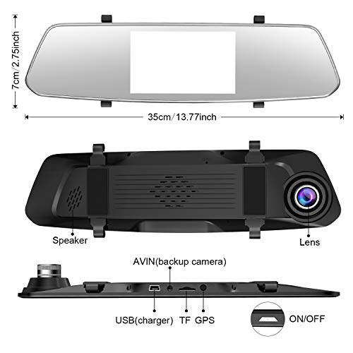 SUAOKI 1080p Full-HD Car DVR With HD Rear-View Camera for Parking Assistance Comes With Crisp 5-Inch Touch Screen Display Supports G-Sensor, Loop Recording, 128GB Storage Room(SD Card Not Included) - Thumbnail 7