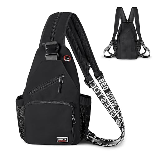 Photo 1 of ****FINAL SALE NOT RETURNS****
Geestock Crossbody Sling Bag for Men Women, 13.4" Large Convertible Sling Backpack with Headphone Hole Fit 10.9" Tablet, Lightweight Chest Bag Daypack Crossbody for Travel Hiking & Commute, Black
