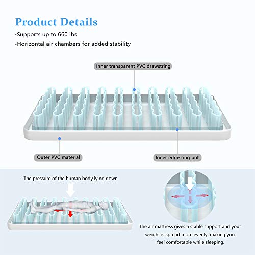 BFULL Air Mattress Thicken Inflatable No Leakage Airbed Portable Inflatable Mattress with Built-in Electric Pump,Durable,Easy to Store, Install,80 x 60 x 18 in,Air Mattress Queen Size,Blue