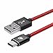 Braided USB Type C Cable, BlitzWolf 6.6 ft Reversible USB 2.0 to USB-C Data and Charger Cord for Nexus 5X 6P, OnePlus 2, Nokia N1, Xiaomi 4C, Zuk Z1, Apple Macbook Red