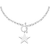 Chunky Statement Star T Bar Chain Necklace Toggle Chain Choker Star Pendant Necklace Gift for Woman Man