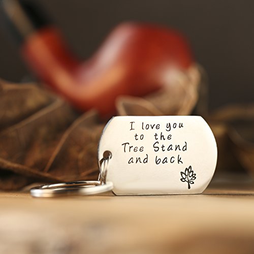 Udobuy I Love You to The Tree Stand and Back Hand Stamped Keychain Gift for Dad Daddy Keychain Hunting Keychain Father Son Hunting Dad Gift