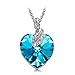 SIVERY 'Whirling Love' Necklaces for Women, Hypoallergenic 925 Sterling Silver Necklace Pendant, Friendship Necklace for Girls (Blue Leaf)