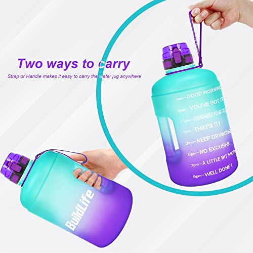 BuildLife Gallon Water Bottles with Times to Drink 128 OZ BPA Free