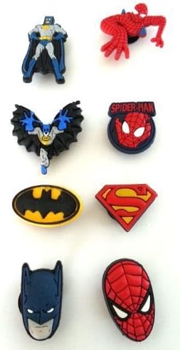 8 pcs Set of Shoe Charms Batman and Spiderman by Hermes