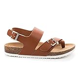 Toe Slip On Strappy Buckle Footbed Comfort Flat Sandal