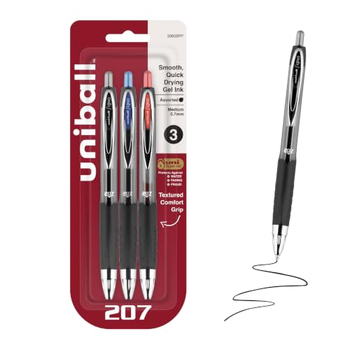 uniball 207 Gel Pens Medium Point 3 Count