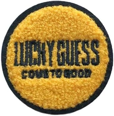 Amazon Co Jp ワッペン 刺繍 もこもこ 縦7 4cm 横7 4cm アイロン接着 ロゴ Lucky Guess 英語 アイロンワッペン 手芸 かわいい おしゃれ アップリケ ジュエリー
