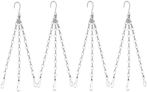 SYOOY 4 PCS Hanging Chain Flower Pot Chain Hanging Flower Basket 3 Point Galvanized Replacement Chain 1.3ft