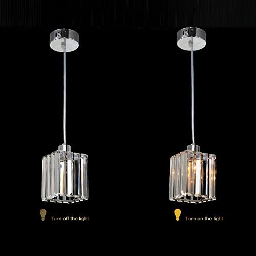 OAKLIGHTING Modern Square Clear Crystal Pendant Lights Kitchen Ceiling Lamps Fixtures