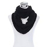 Premium Winter Mesh Knit Infinity Loop Circle Scarf, Black