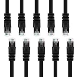 GearIT 10 Pack, Cat 6 Ethernet Cable Cat6 Snagless Patch 3 Feet - Computer LAN Network Cord, Black - Compatible with 10 Port Switch POE 10port Gigabit