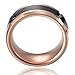 MNH Tungsten Rings for Men Wedding Band 8mm Rose Gold Plated Black Carbon Fiber Inlay Beveled Edge