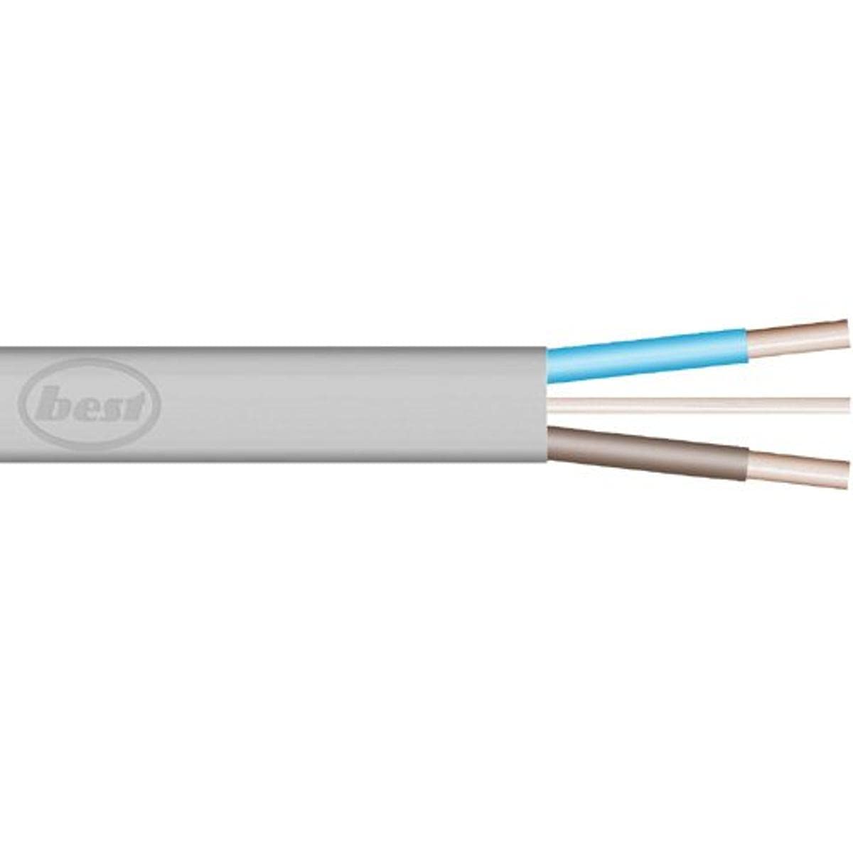 Merriway BH01437 Twin and Earth Flat Cable, 6242Y 10.0mm Grey, 5 Metres (16.5 feet)