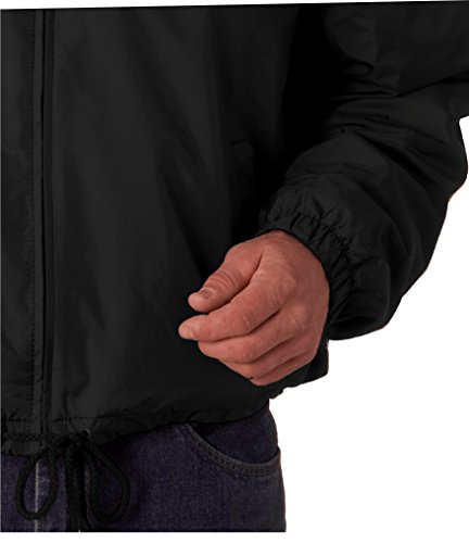 Security Black Hooded Jacket Windbreaker Fleece-Lined for Events Staff Bouncer Police (Large) - Thumbnail 2