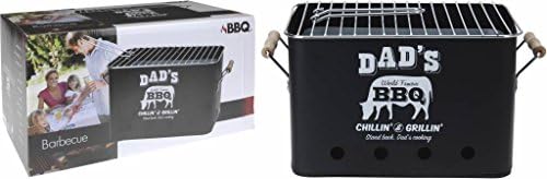 Dad's Rectangular Retro Tabletop Portable BBQ Barbecue Charcoal Grill for Camping and Outdoor Use - Great Gift For Father's Day, Birthdays, Christmas