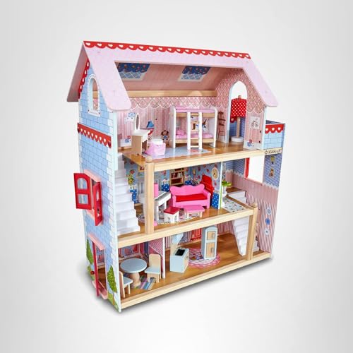 KidKraft Chelsea Doll Cottage Wooden Dollhouse with 16 Accessories, Working Shutters, for 5-Inch Dolls