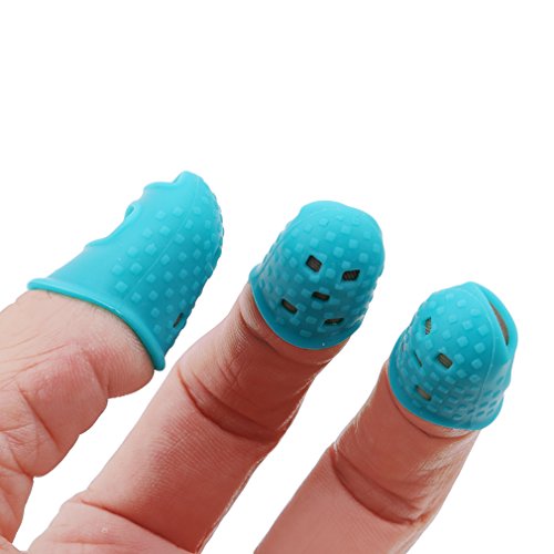 Yunzee 15 PCS Silicone Finger Sleeve Non Slip Anti Scalding Cover Flip Book Playing Piano Guitar Bass Finger Protector Sleeve,Green - Thumbnail 5