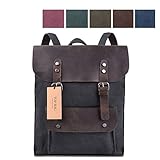 Jack&Chris Vintage Canvas Leather Laptop Backpack Shoulder Bag Rucksack Satchel, MC2166