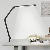 IMIGY 9W LED Clamp Light, Metal Body and Flexible Joint Lamp with Touch Control, Stepless Brightness and Color Temperature Dimmer, Eye Care Light for Office, Craft, Studio, Workbench, Black