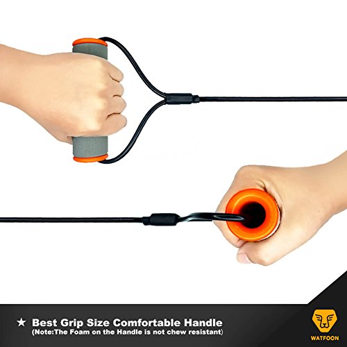 WATFOON Double Handle Dog Leash, Metal Dog Leash with 2 Handles for Heavy Duty Dogs, FULL Control in Training & Traffic【2 FREE Gifts: 1 LED Safelight &1Travel Dog Bowl】 (5.0ft, Sporty Gray Orange) - Thumbnail 3