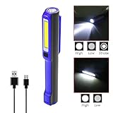 USB Rechargeable Work Light, RuiFengShun Portable COB Work Inspection Lights+LED Flashlight with Magnetic Base & 120° Rotating Clip, Multi Dimming Modes for Car Truck Repair,Home Using, Emergency