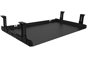 FRMSAET Under Desk Keyboard Tray Heavy-Duty All-Metal Material 20/24/30 inches Platform Computer Drawer Organizer Home Office Kitchen Bedroom Garage Storage Tool - Easy to Install.(24 inches, Black)