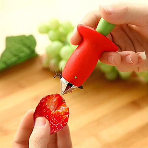 Cutter Fruit - Red With Green Coring Vegetable Fruit Stem Gem Strawberry Corer Remover And Tomato Huller - Stem Blender Shape Corer Knife Tools Food Peeler Pineapple Avocado Watermelon Garlic