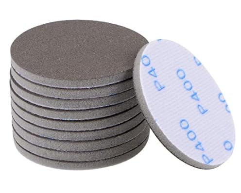 MACHSWON 3 Inch Sander Pad Sanding Sponge for Auto Wood Drywall Metal Brown Corundum 1200-1500 Grit 12Pcs