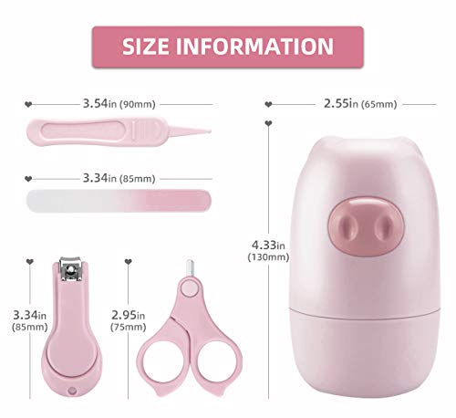 Baby Manicure Kit,RONBEI Baby Nail Clipper,Baby Grooming Set Nail Care Kit for Infant,Newborn & Toddler,with Baby Clipper,Scissors,File & Tweezers (Pink)