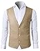 H2H Mens Casual Slim Fit Business Suit Vest Linen Solid 3 Buttons Stylish Dress Vest