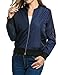 HOTOUCH Womens Classic Quilted Jacket Short Bomber Jacket Coat Navy Blue M