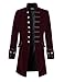 DarcChic Mens Velvet Goth Steampunk Victorian Frock Coat (XL, Burgundy)