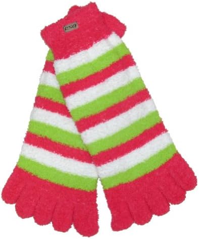 RSG Hosiery Fun &amp; Cute Fuzzy Toe Socks For Girls and Women (Pink/Green/White)
