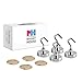 Powerful Magnetic Hooks – Set of 4 Strongest Heavy Duty Neodymium Hanging Hooks + 4 Sticky Linings - No Scratch – Multi Use for organizing Indoors or Outdoors - Great for Any Magnetic Surfaces