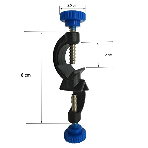 OESS Lab Clamp 3 Prong Finger Style Rubber-Coated Head with A Black Laboratory Stand Clip