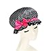 Lvge Microfiber Butterfly Lace Elastic Reusable Waterproof Shower Cap Black Polka Dots