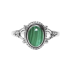 Malachite Stone Ring, 925 Sterling Silver Ring