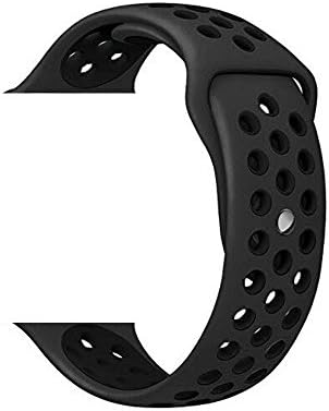 Wengerui for Apple Watch Band Series 1 Series 2 Soft Sports Silicone Bracelet Strap Wristband Replacement Watchband with Quick Release for Apple iWatch Nike Sport Band (Light Black&amp;Black 38mm M/L)