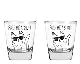 CBTwear - Purr Me a Shot - Funny Cat Gifts, Cat Shot Glass, Funny Middle Finger Cat Humor - 1.75 OZ Shot Glass (2)