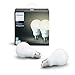 Philips Hue White 2-Pack A19 60W Equivalent Dimmable LED Smart Light Bulbs, Works with Alexa, HomeKit & Google Assistant, (CA Residents, Hub Required)