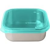 U Konserve Stainless Steel Food Storage Bento Box Container, Leak Proof Silicone Lid Dishwasher Safe - Plastic Free (15oz Teal)