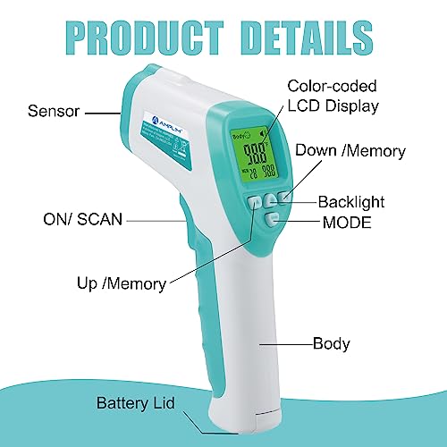 Amplim No Touch Forehead Thermometer NonContact Baby Thermometer for