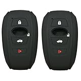 2Pcs Coolbestda Rubber Smart Key Fob Skin Jacket Protector Case Cover Holder for 2016 2017 Subaru Forester Sti 2017 Outback 2015 2016 XV Crosstrek Impreza 2014-2017 BRZ 2016 WRX Black
