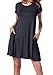 msllen Women's Plain Short Sleeve Loose Swing Casual T Shirt Dress with Pockets