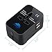 Universal Power Adapter,LAEKER Travel Adapter All in One Worldwide Adaptor Wall Charger AC Power Plug Adapter with Dual USB Charging Ports for USA EU UK AUS (Black)