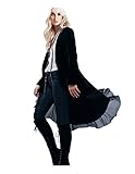 CA Mode Women's Velvet Lace Hem Cardigan Jacket Outwear Coat