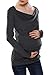 Arshiner Womens Cowl Neck Long Sleeve Maternity Nursing Tunic Blouse, Medium, Gray