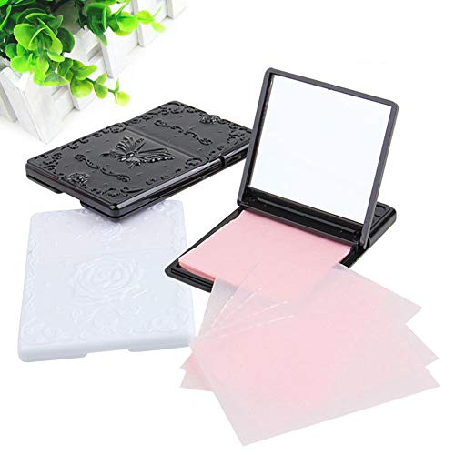 Tcplyn Premium Quality Bodhi200 50 pcs Blotting Paper Beauty Control Oil Absorbing Tissues Face Facial Make Up Sheets with Mirror Black Plastic Cover - Thumbnail 4